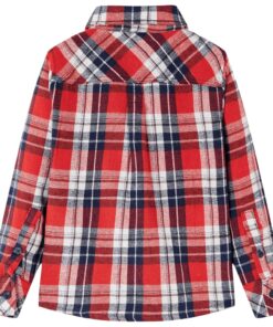 Kinderoverhemd geruit 104 rood en marineblauw