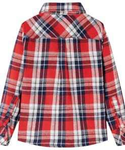 Kinderoverhemd geruit 116 rood en marineblauw