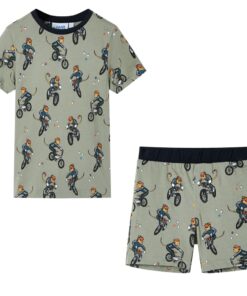 Kinderpyjama met korte mouwen 116 lichtkaki