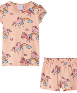 Kinderpyjama met korte mouwen 116 lichtoranje