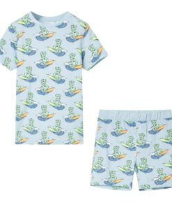 Kinderpyjama met korte mouwen 128 lichtblauw