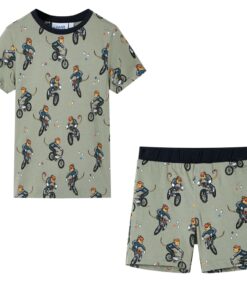 Kinderpyjama met korte mouwen 128 lichtkaki