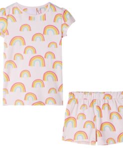 Kinderpyjama met korte mouwen 128 zachtroze