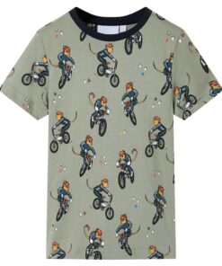 Kinderpyjama met korte mouwen 140 lichtkaki