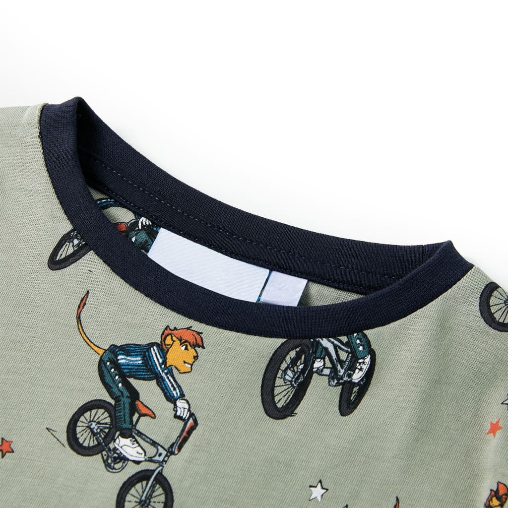 Kinderpyjama met korte mouwen 140 lichtkaki - Image 6