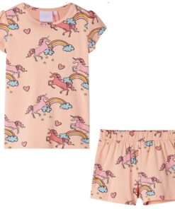 Kinderpyjama met korte mouwen 140 lichtoranje