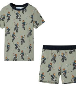 Kinderpyjama met korte mouwen 92 lichtkaki