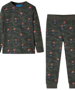 Kinderpyjama met lange mouwen 128 kakikleurig