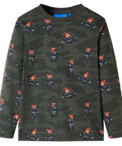 Kinderpyjama met lange mouwen 140 kakikleurig