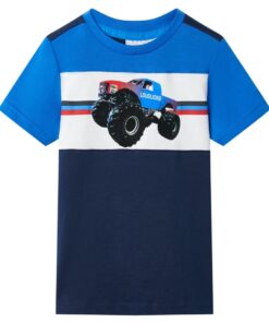 Kindershirt 104 blauw en marineblauw