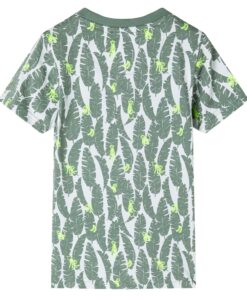 Kindershirt 104 ecru en donkerklimopgroen