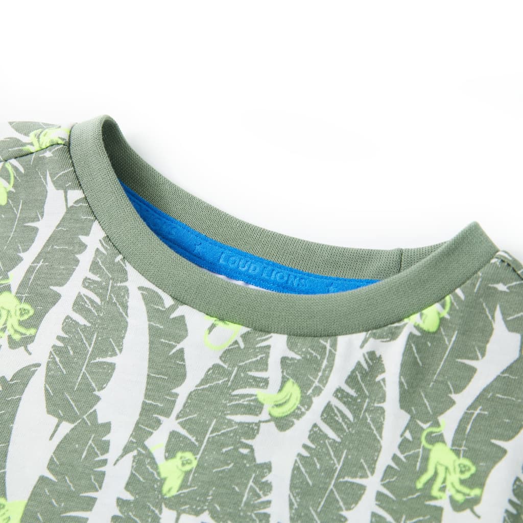 Kindershirt 104 ecru en donkerklimopgroen - Image 3