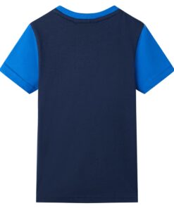 Kindershirt 116 blauw en marineblauw