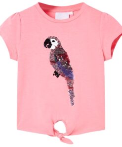 Kindershirt 116 fluorescerend roze