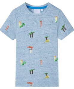 Kindershirt 116 gemêleerd blauw