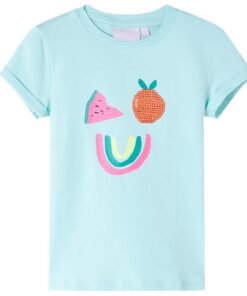Kindershirt 116 lichtzeeblauw