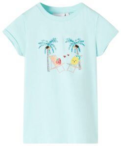 Kindershirt 116 lichtzeeblauw