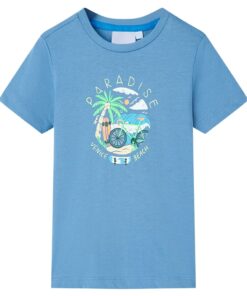 Kindershirt 116 middenblauw