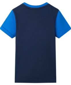 Kindershirt 128 blauw en marineblauw
