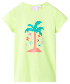Kindershirt 128 fluorescerend geel