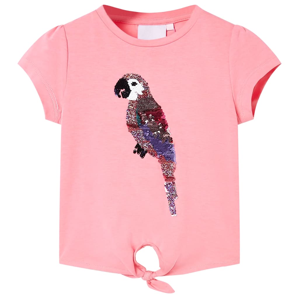Kindershirt 128 fluorescerend roze