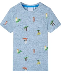 Kindershirt 128 gemêleerd blauw