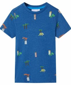 Kindershirt 128 gemêleerd donkerblauw
