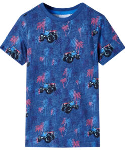 Kindershirt 128 gemêleerd donkerblauw