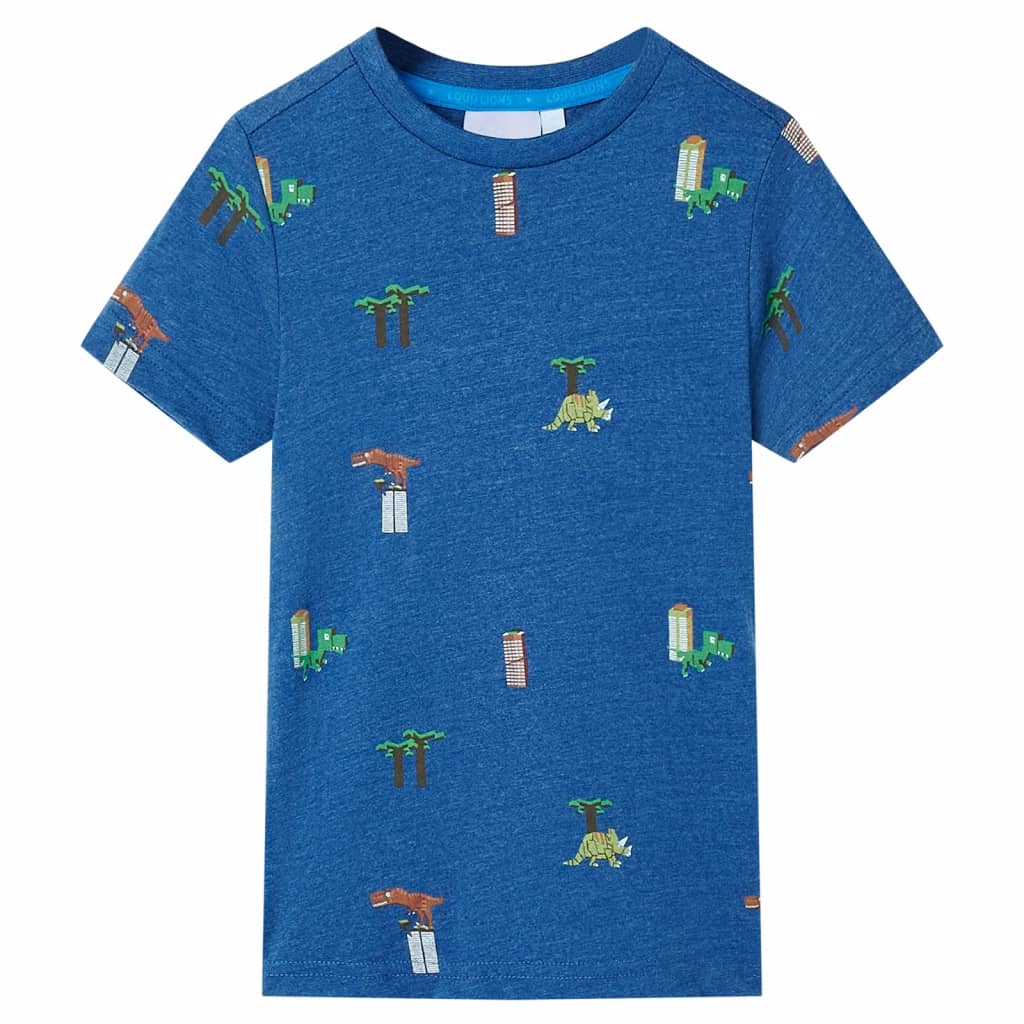 Kindershirt 128 gemêleerd donkerblauw