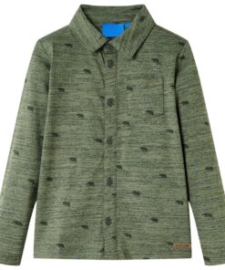 Kindershirt 128 gemêleerd kakikleurig