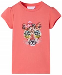 Kindershirt 128 koraalkleurig