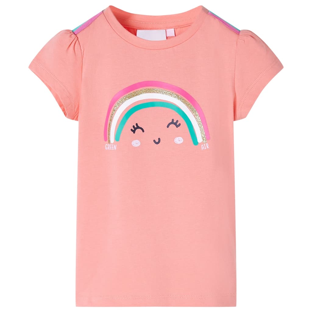 Kindershirt 128 lichtkoraalkleurig