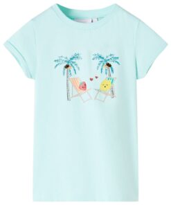 Kindershirt 128 lichtzeeblauw