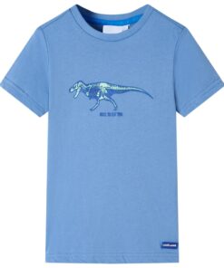 Kindershirt 128 middelblauw