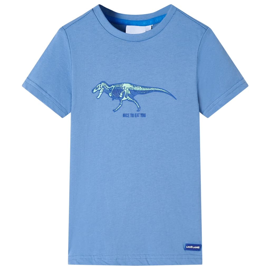 Kindershirt 128 middelblauw