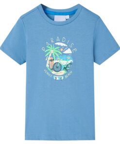 Kindershirt 128 middenblauw