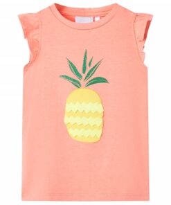 Kindershirt 128 neonkoraal