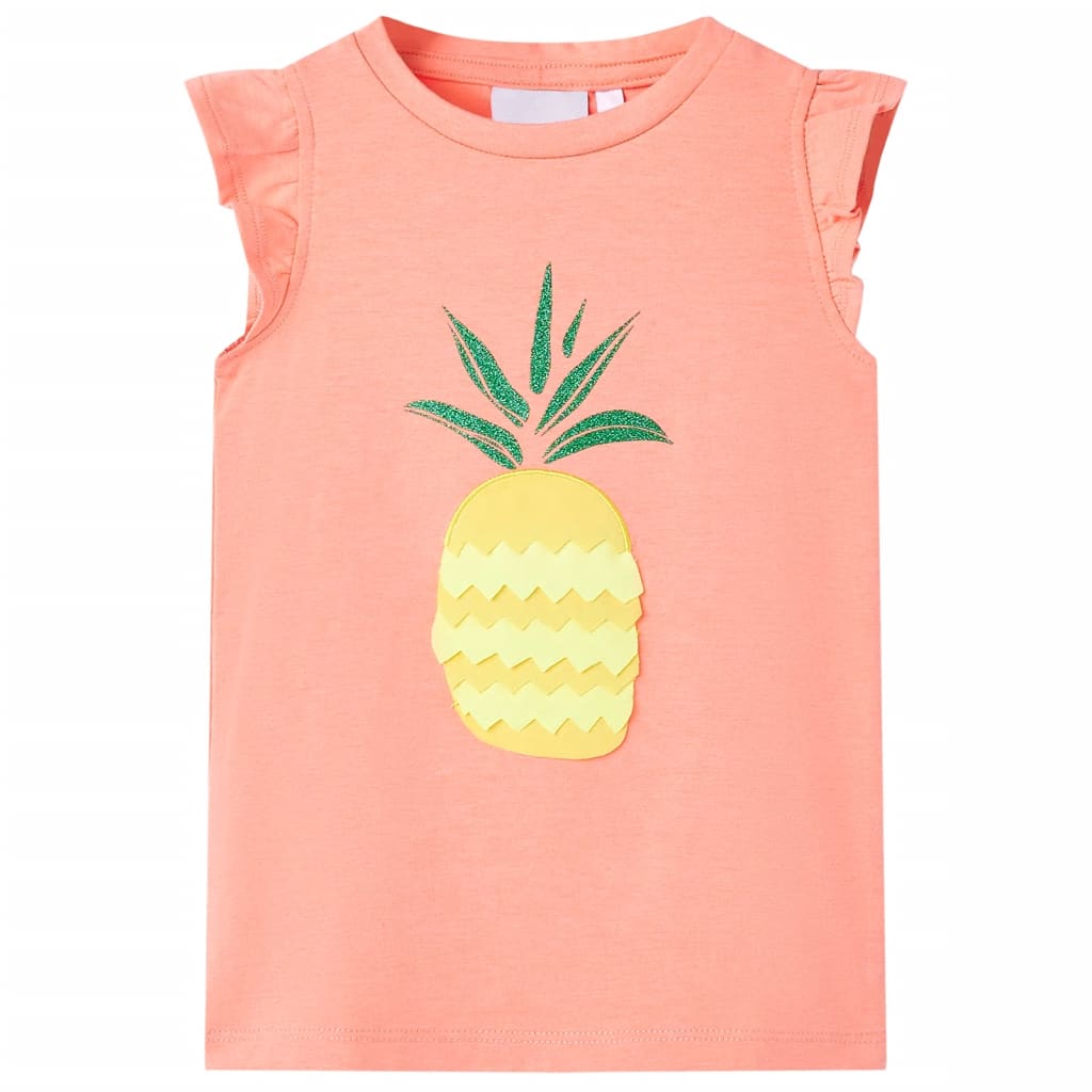 Kindershirt 128 neonkoraal