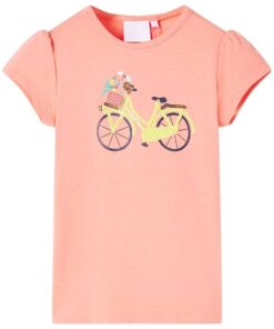 Kindershirt 128 neonkoraalkleurig