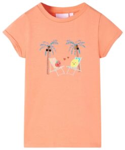 Kindershirt 128 perzikkleurig