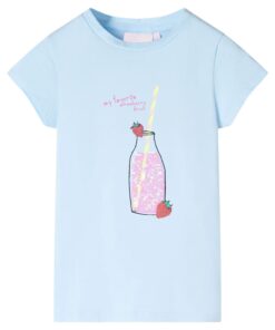 Kindershirt 128 zachtblauw