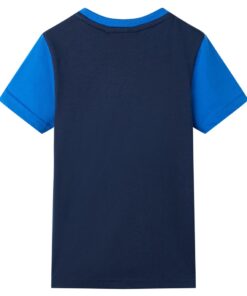 Kindershirt 140 blauw en marineblauw
