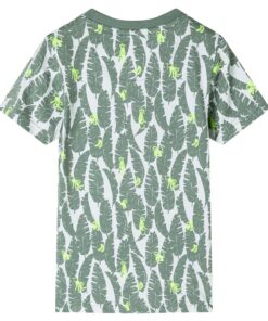 Kindershirt 140 ecru en donkerklimopgroen