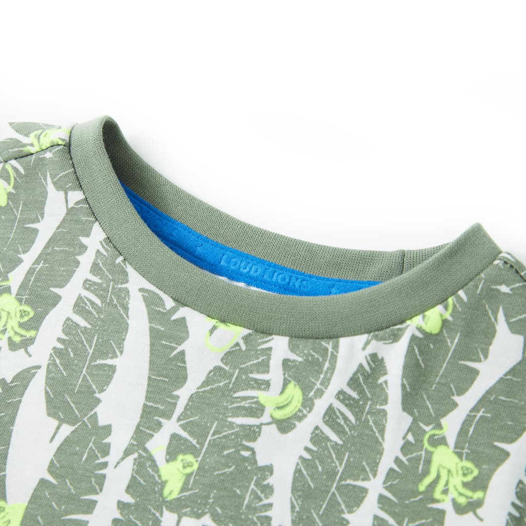 Kindershirt 140 ecru en donkerklimopgroen - Image 3