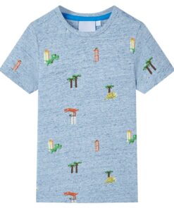 Kindershirt 92 gemêleerd blauw