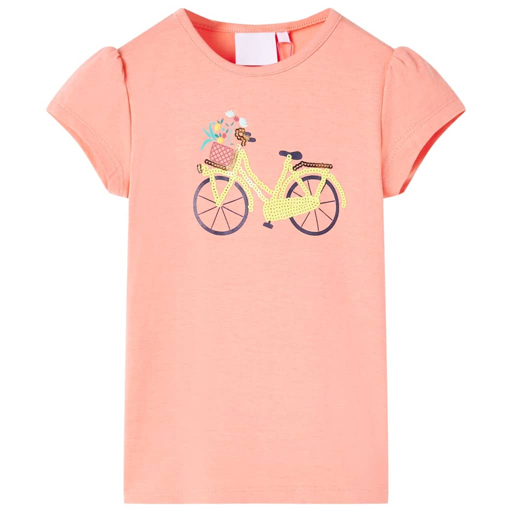 Kindershirt 92 neonkoraalkleurig