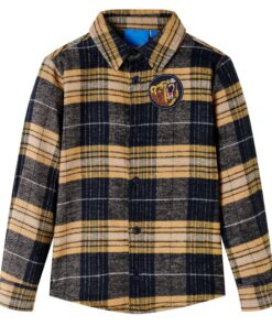 Kindershirt geruit 104 geel en zwart