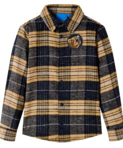 Kindershirt geruit 128 geel en zwart