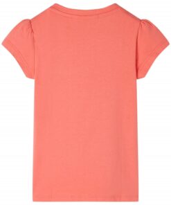 Kindershirt met kapmouwen 104 koraalkleurig