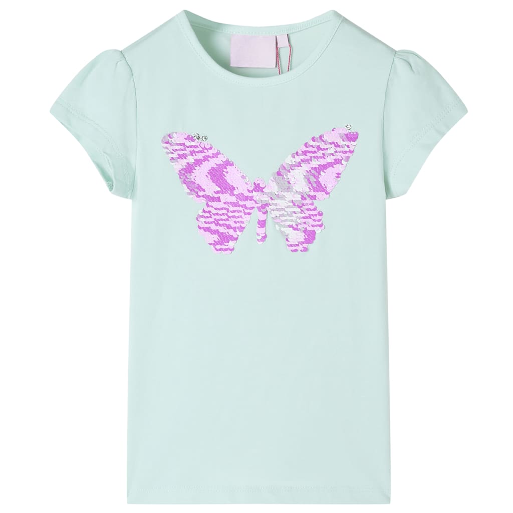 Kindershirt met kapmouwen 104 lichtmintkleur